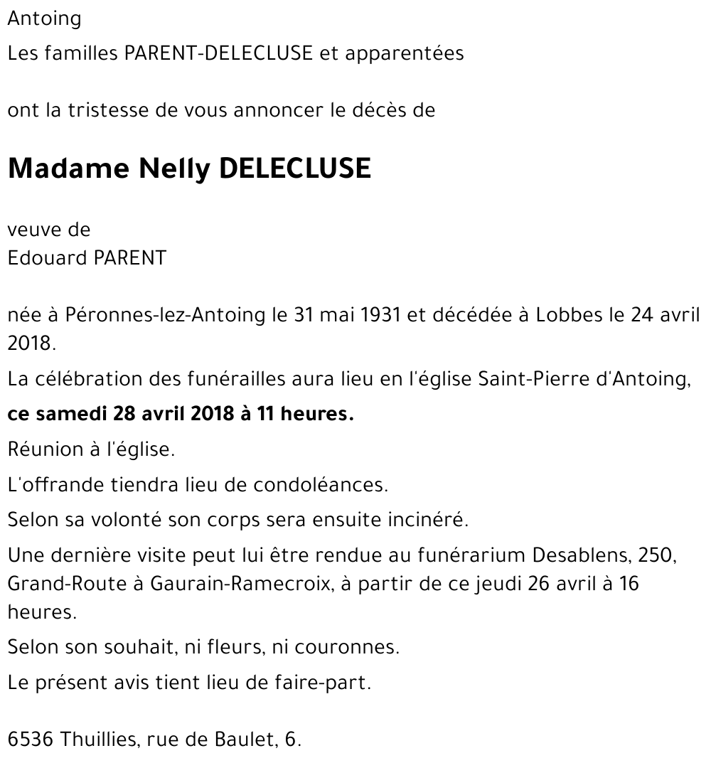 Nelly DELECLUSE