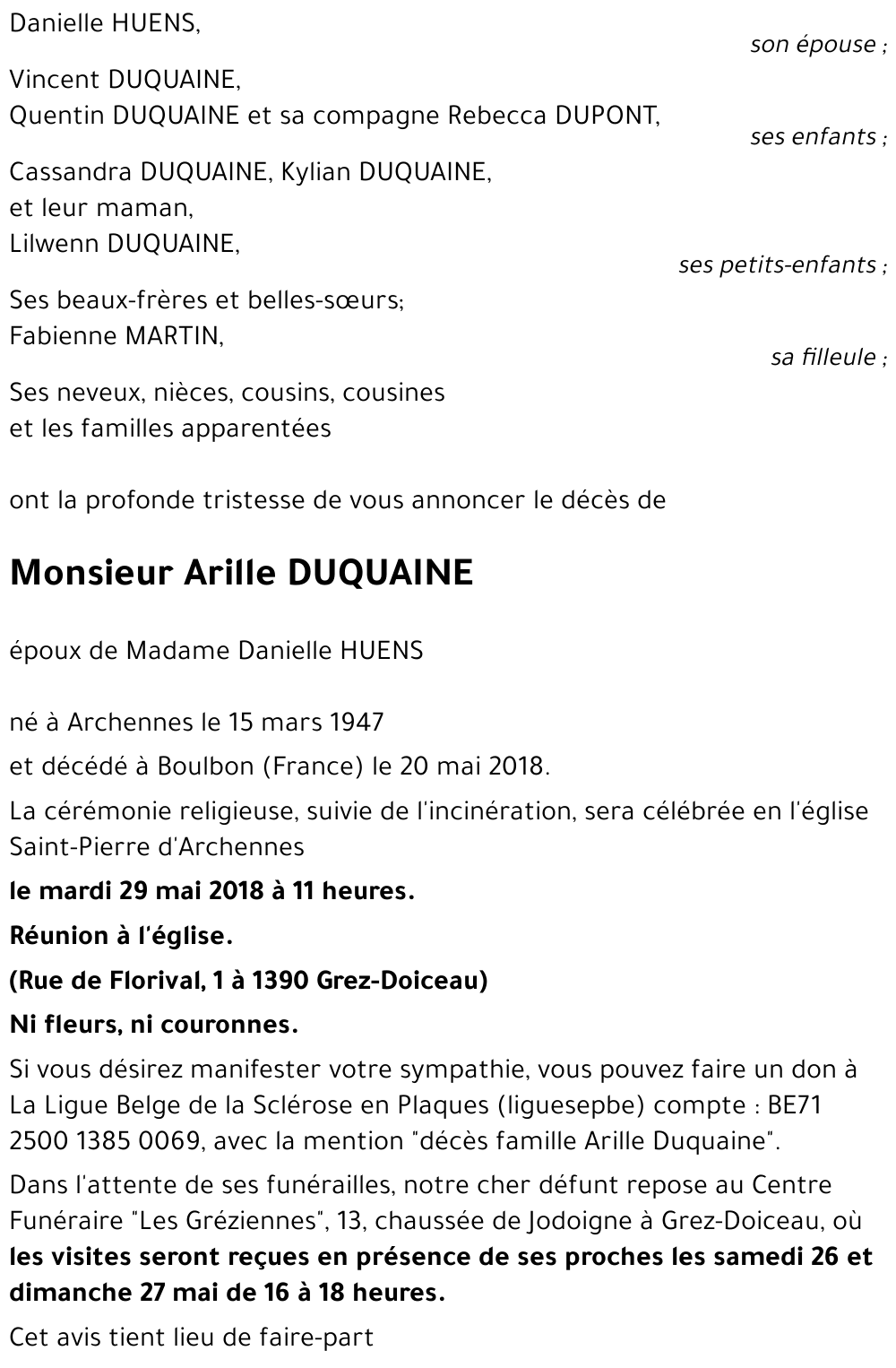 Arille DUQUAINE
