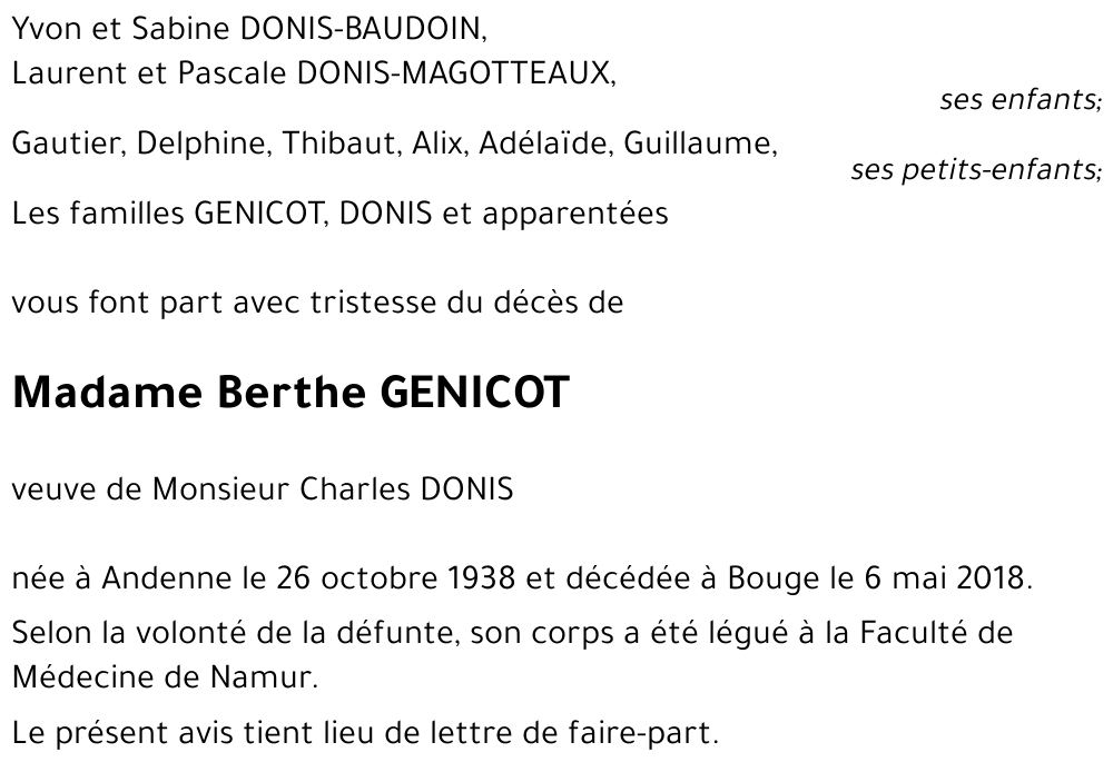 Berthe GENICOT