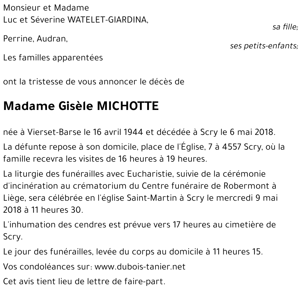 Gisèle MICHOTTE