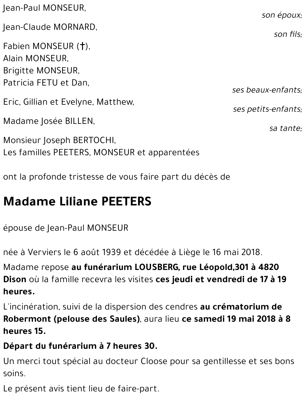 Liliane PEETERS