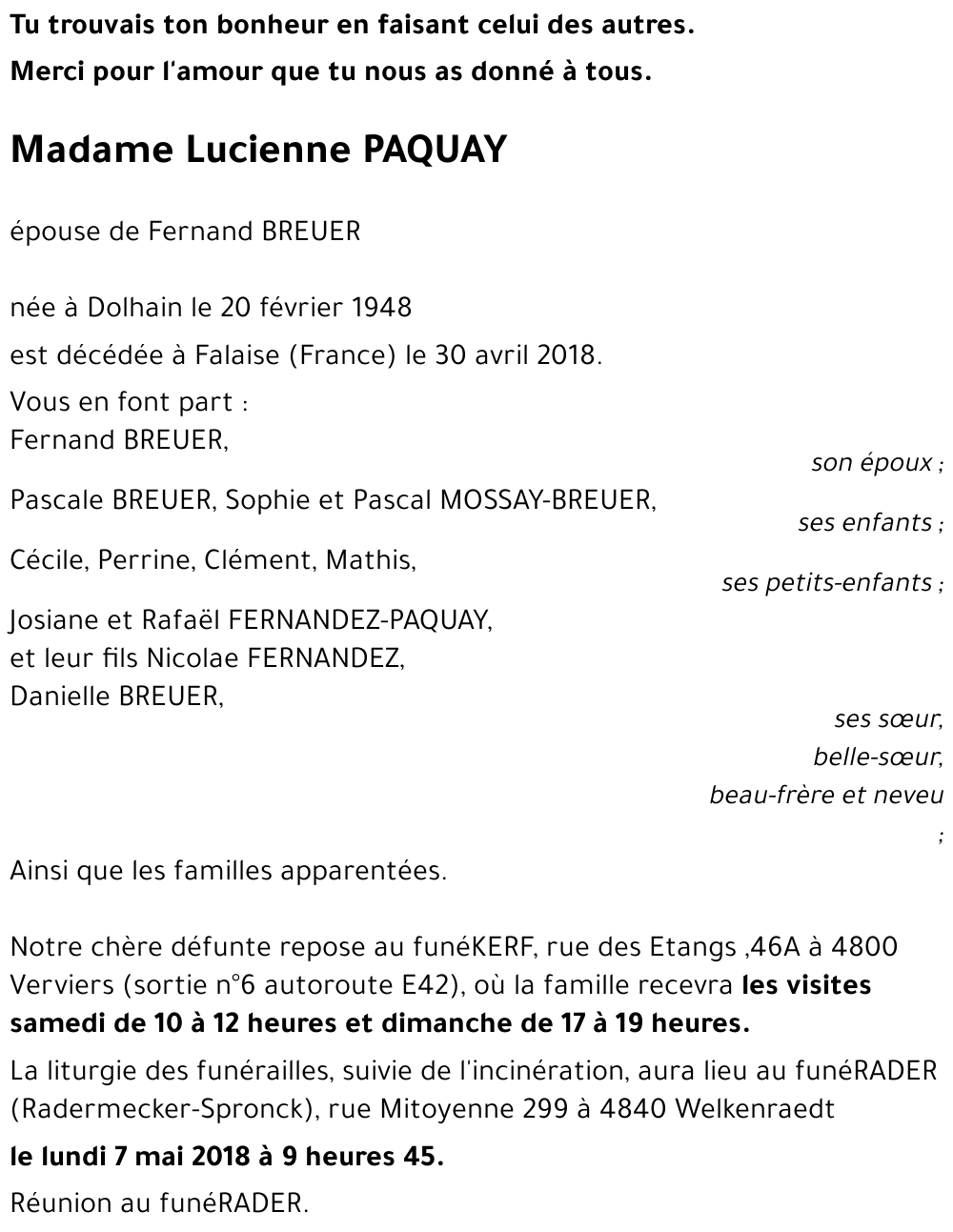 Lucienne PAQUAY