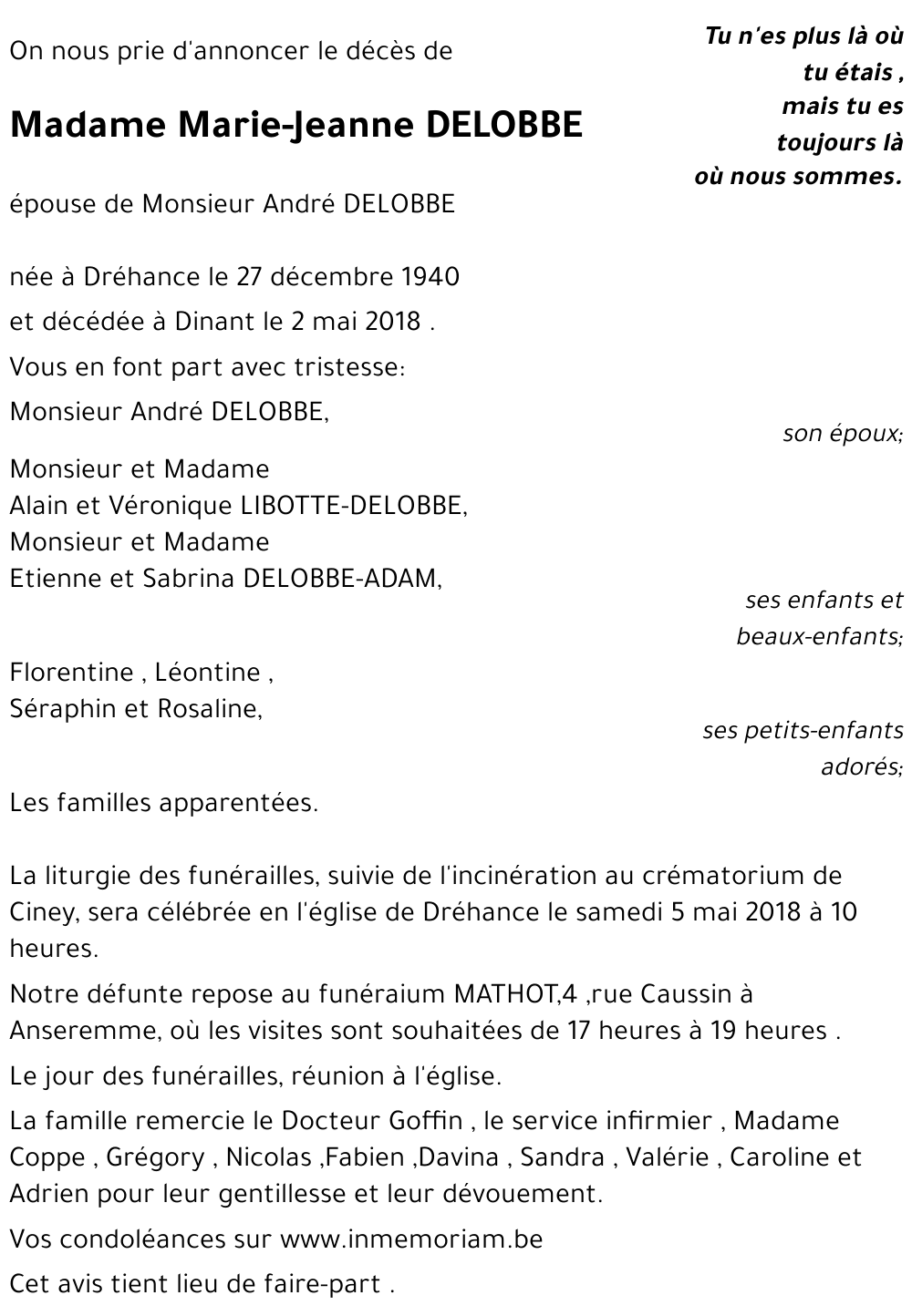 Marie-Jeanne DELOBBE