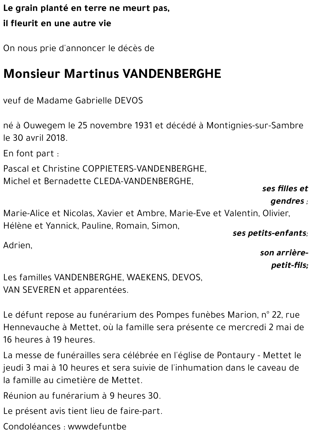 Martinus VANDENBERGHE