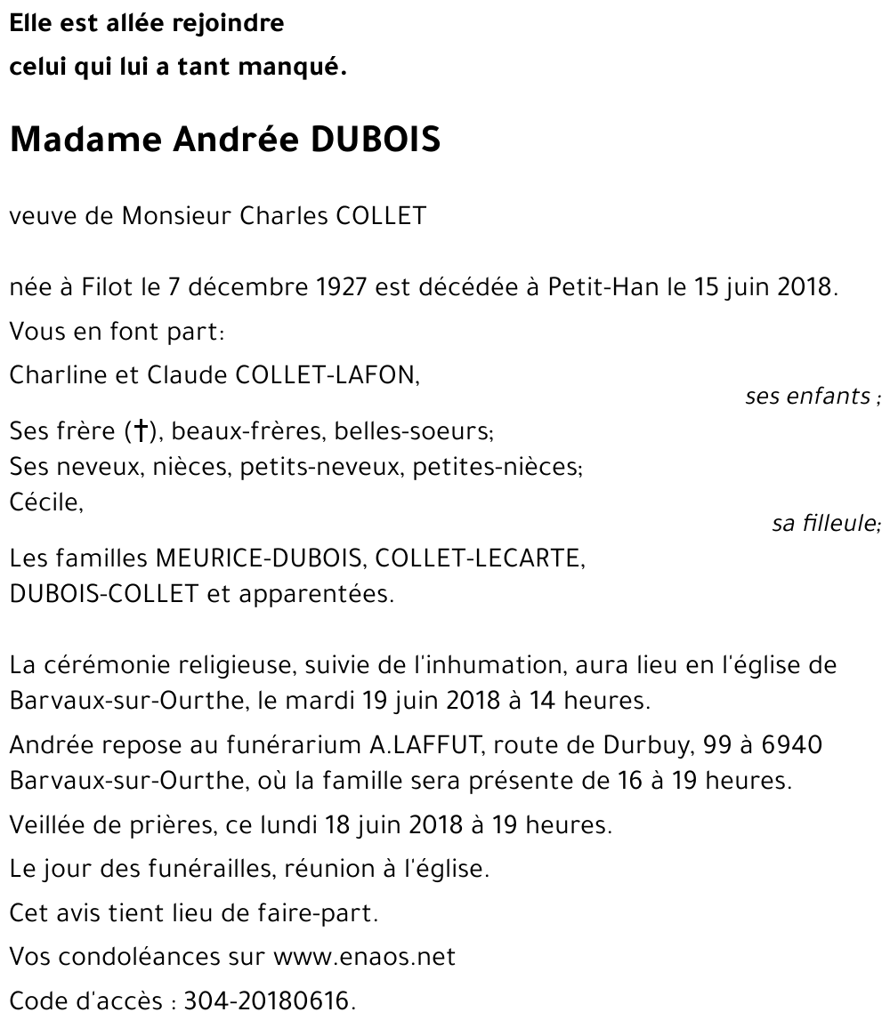 Andrée DUBOIS