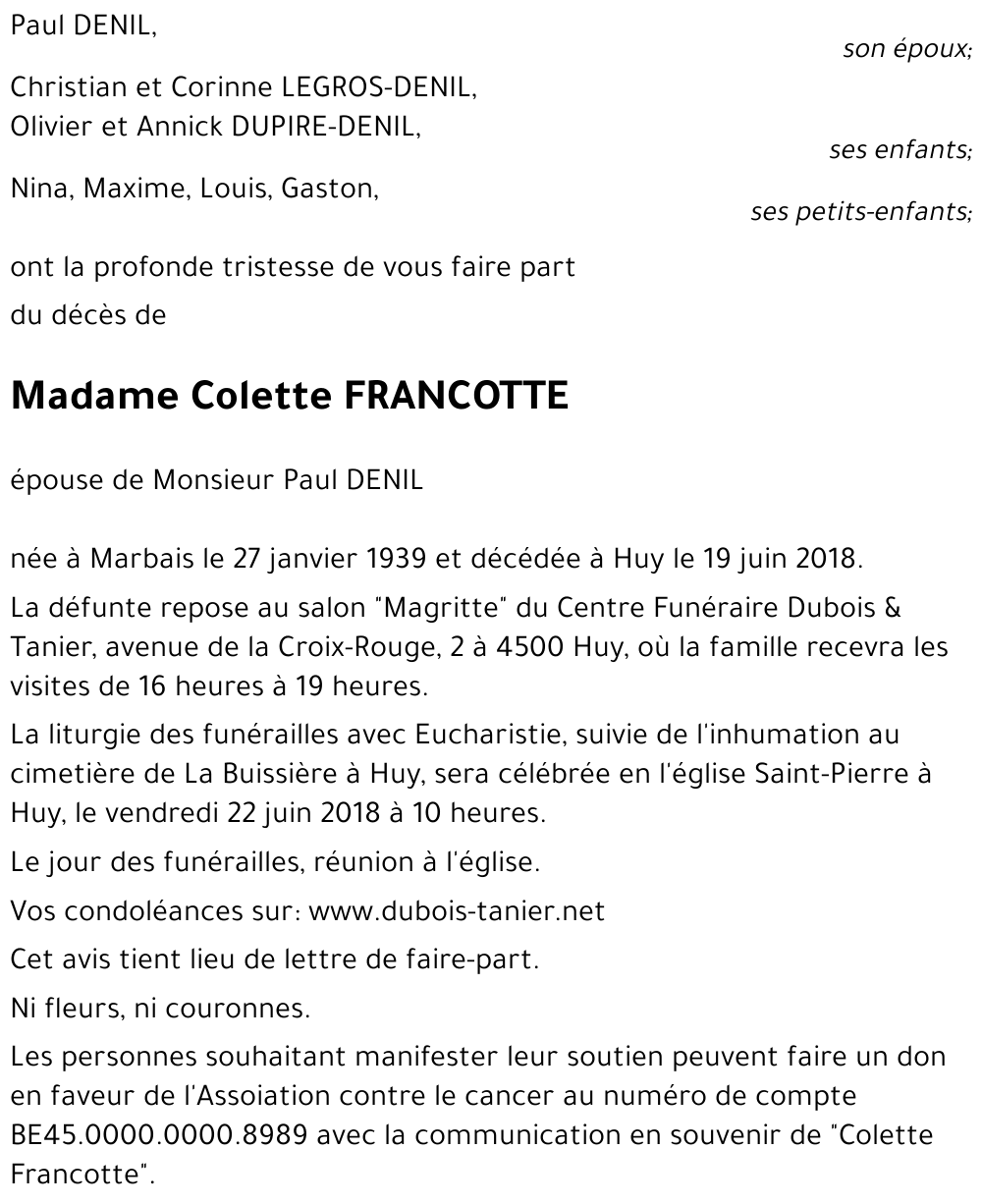 Colette FRANCOTTE