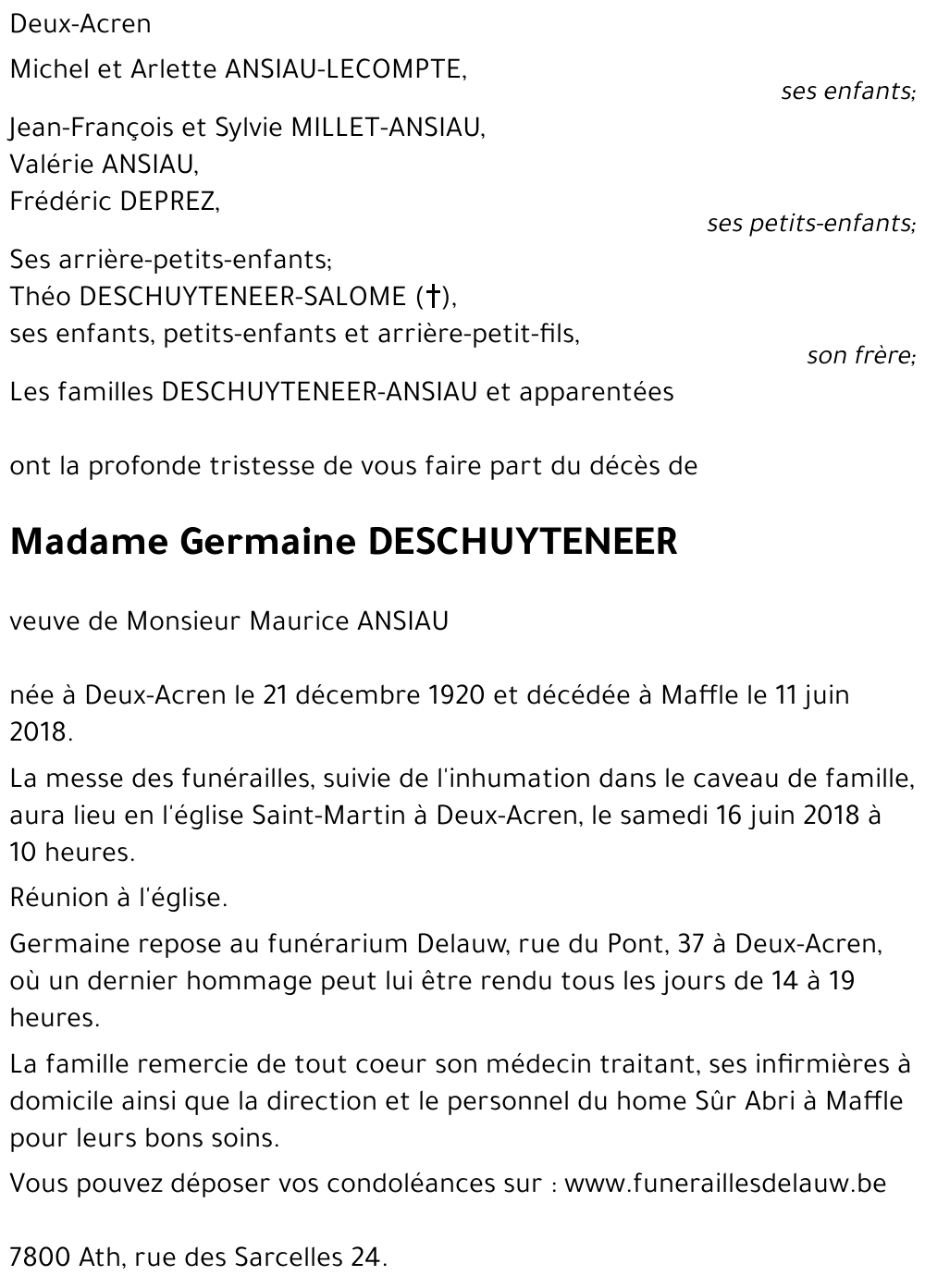 Germaine DESCHUYTENEER