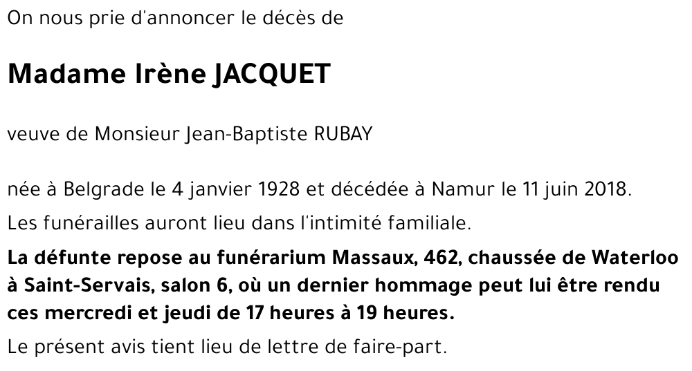 Irène JACQUET