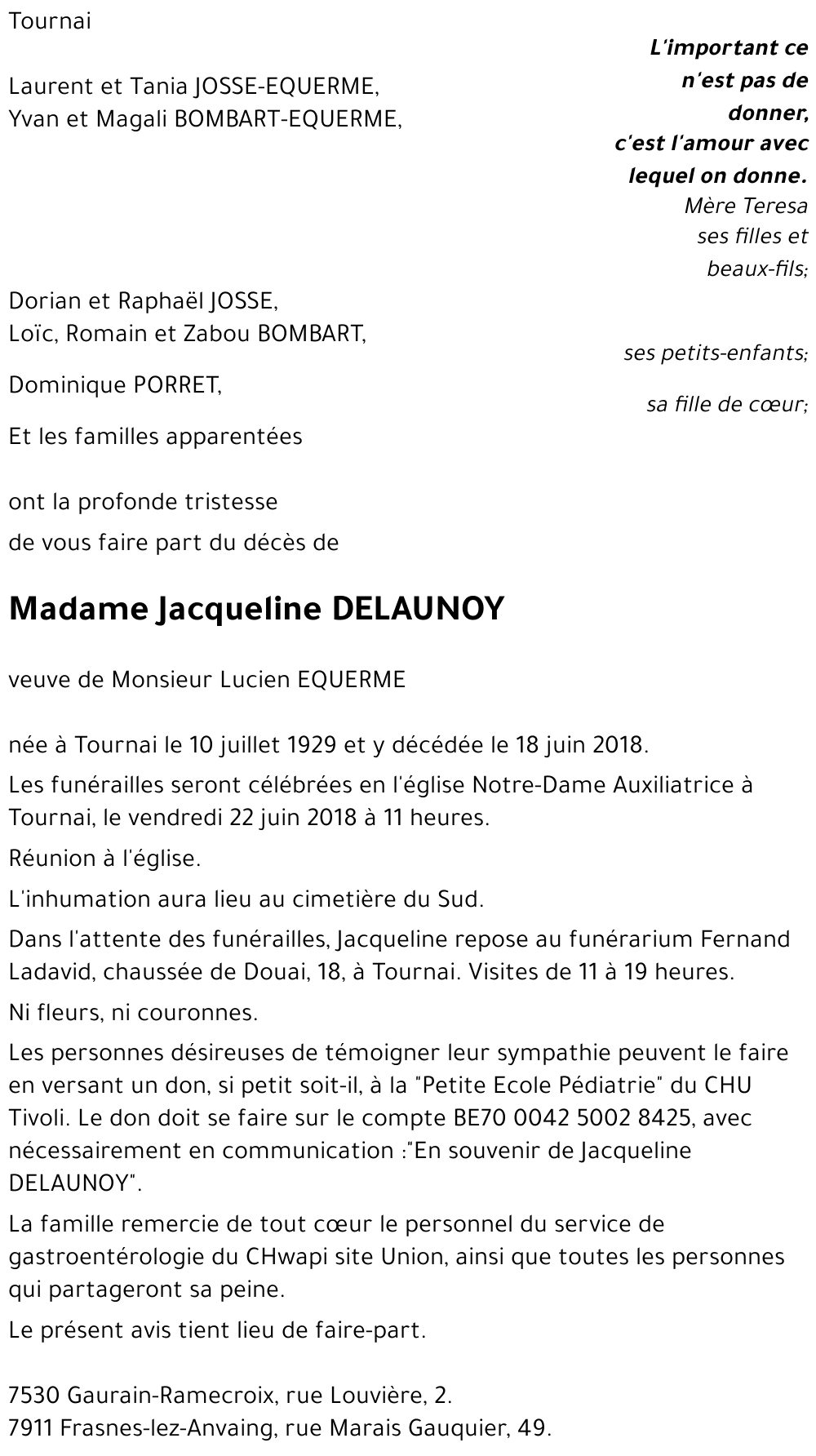 Jacqueline DELAUNOY