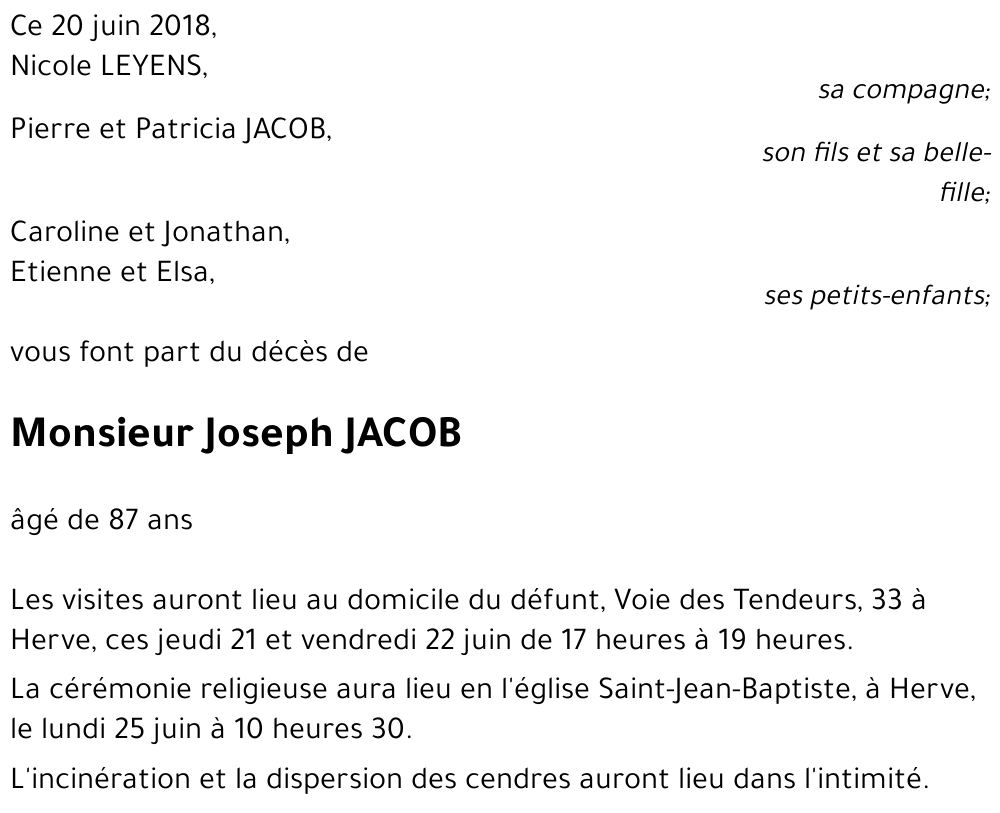 Joseph JACOB