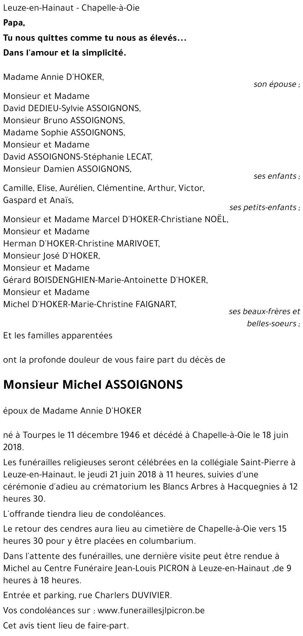 Michel ASSOIGNONS