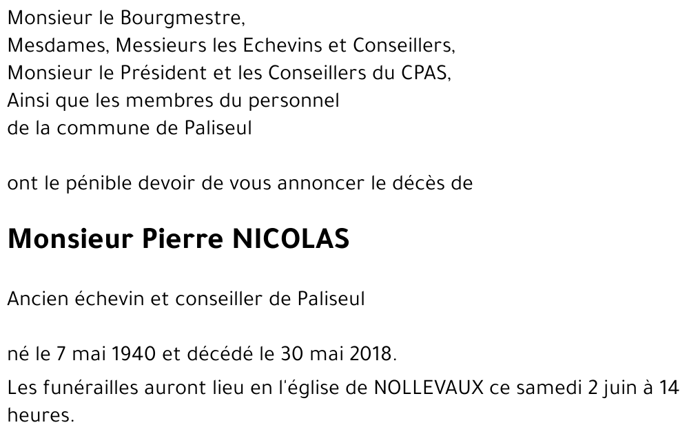 Pierre NICOLAS