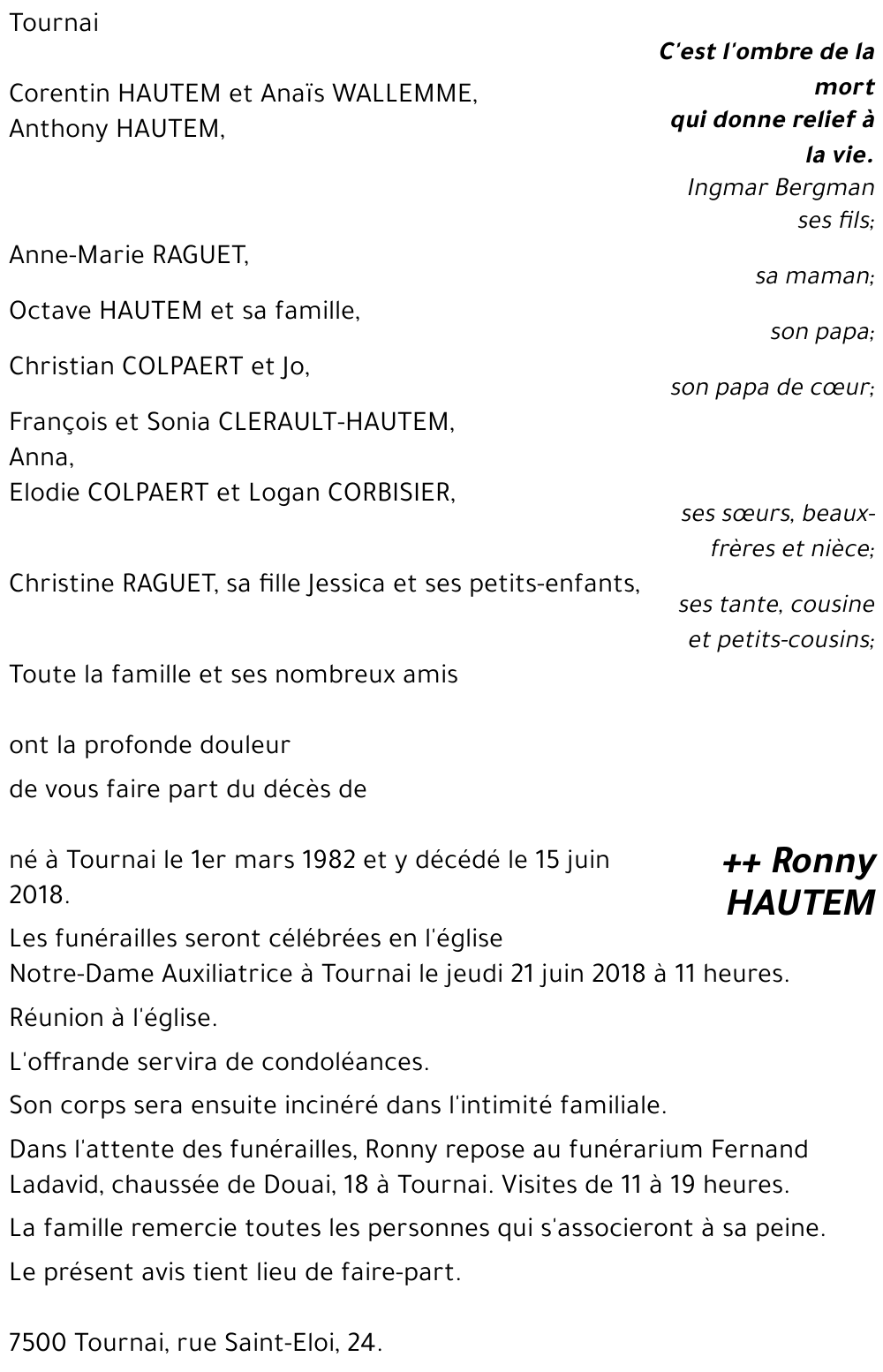 Ronny HAUTEM