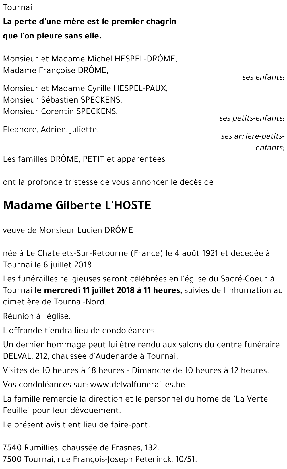 Gilberte L'HOSTE