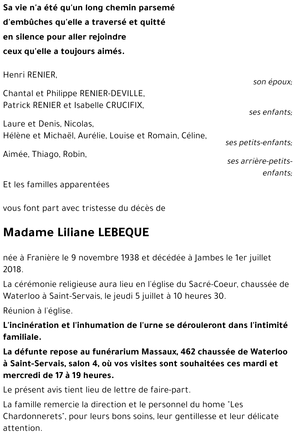 Liliane LEBEQUE