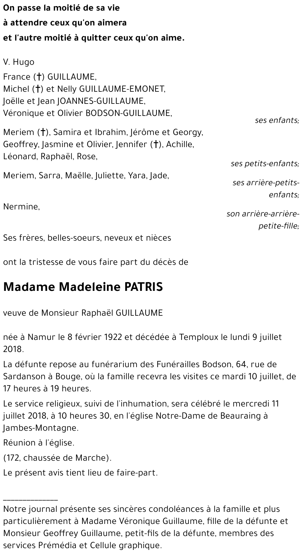 Madeleine PATRIS