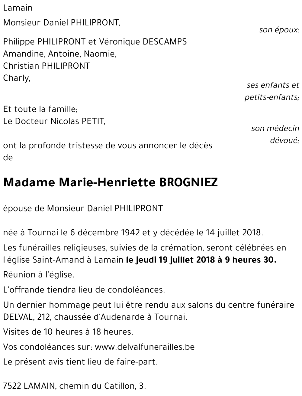 Marie-Henriette BROGNIEZ