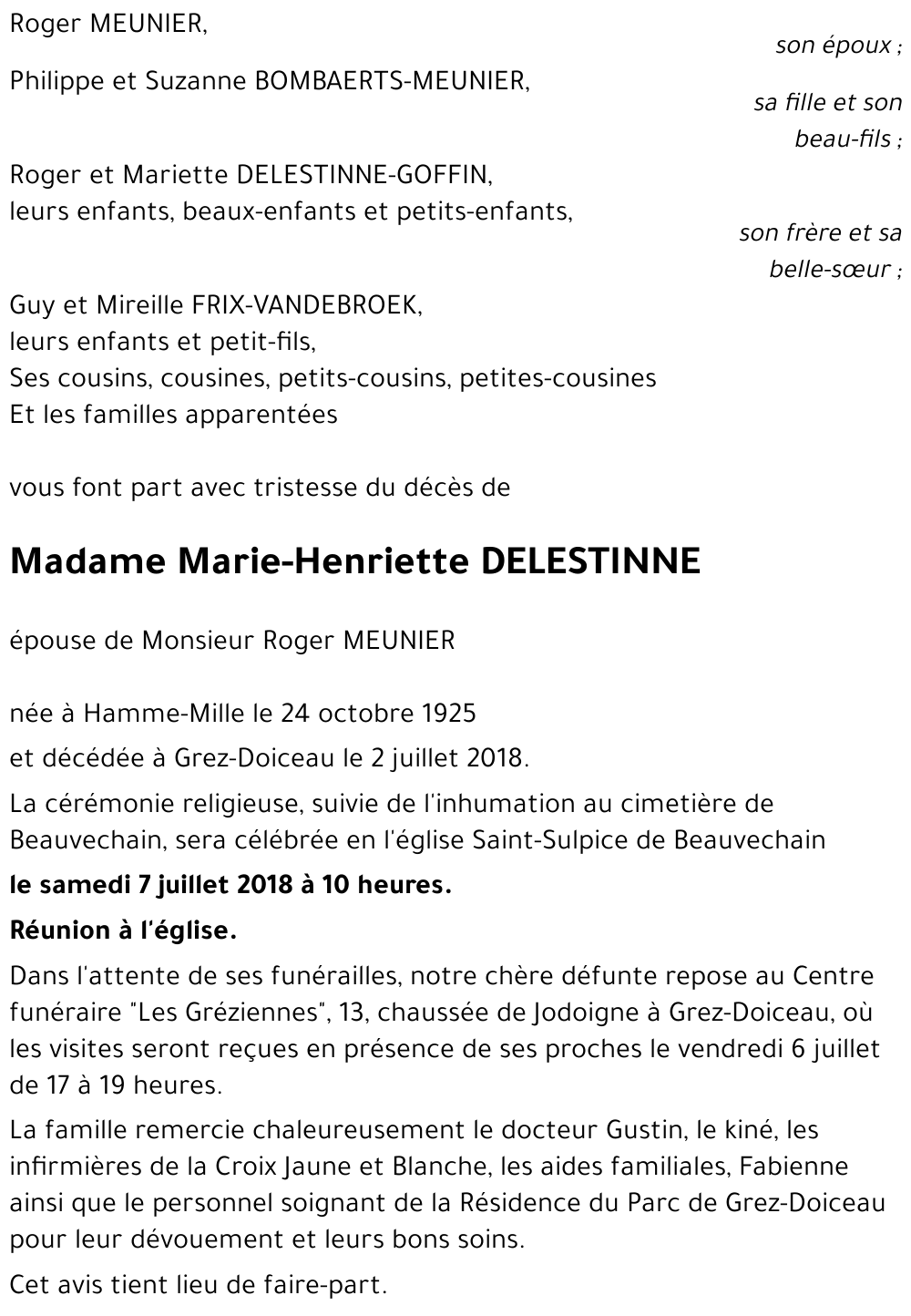 Marie-Henriette DELESTINNE