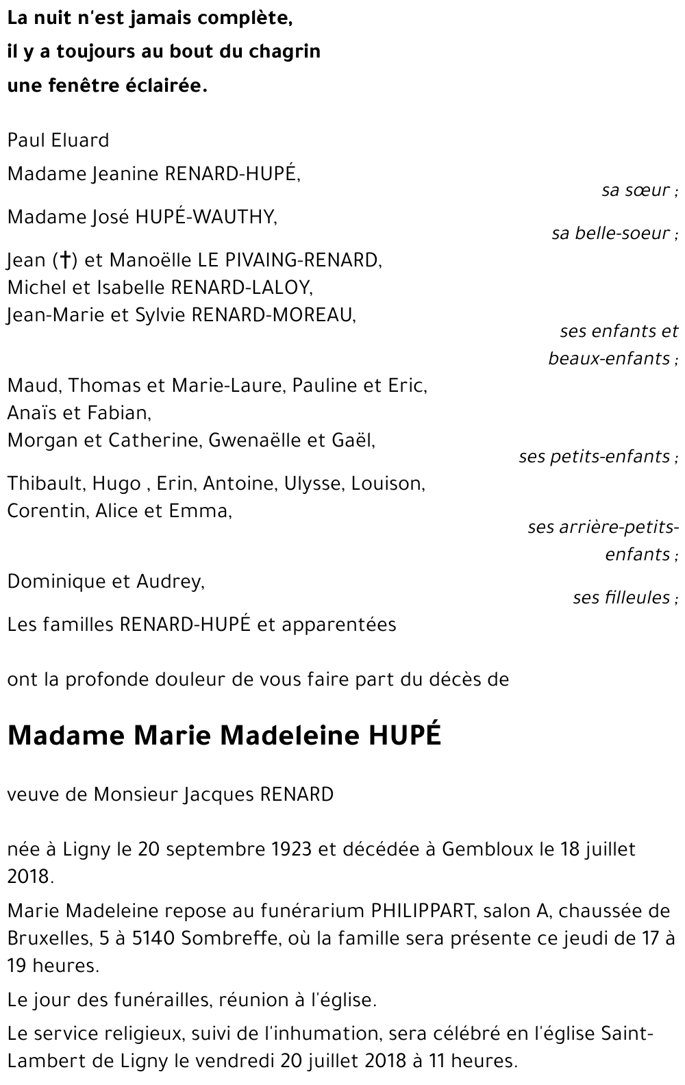 Marie Madeleine HUPE