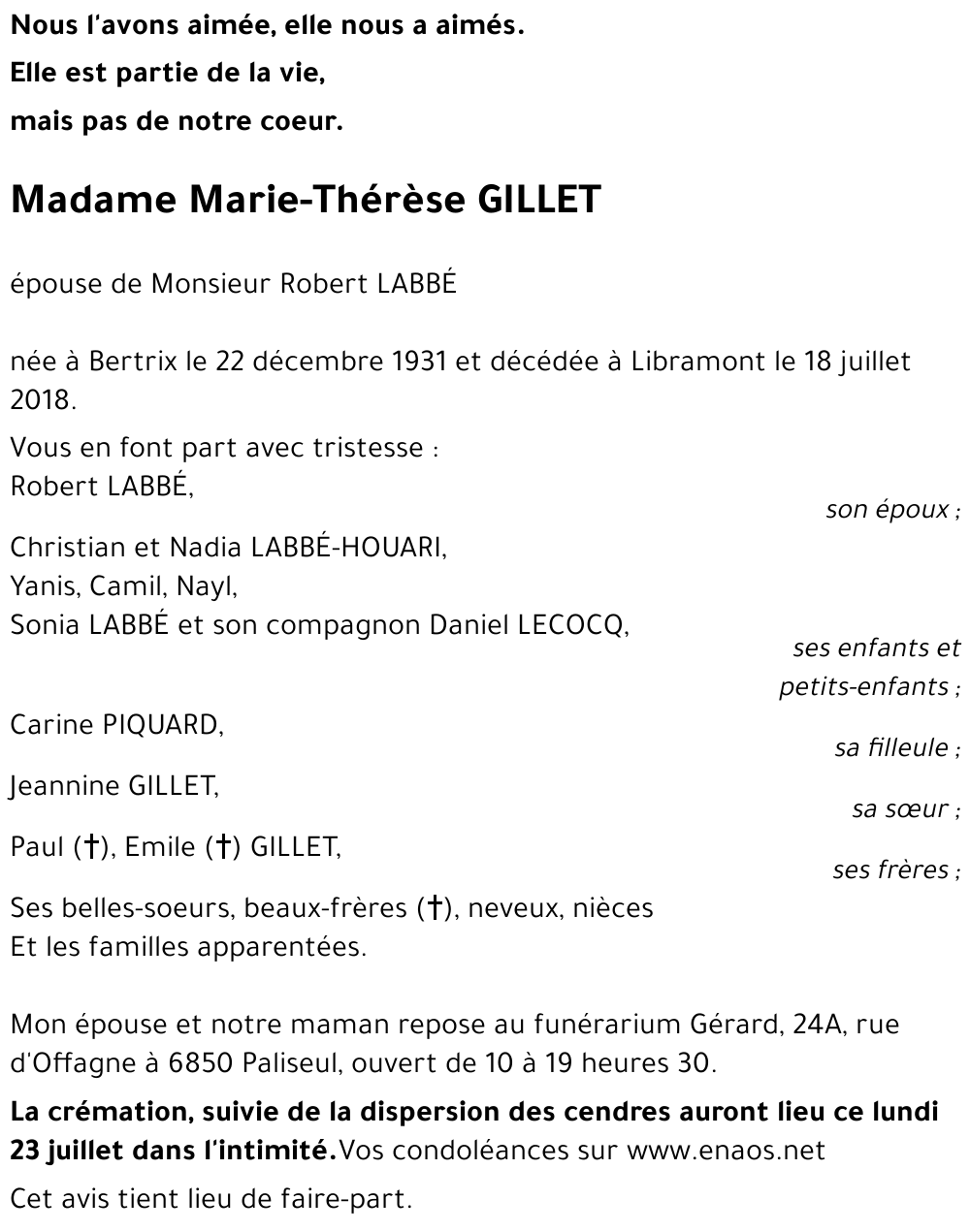 Marie-Thérèse GILLET