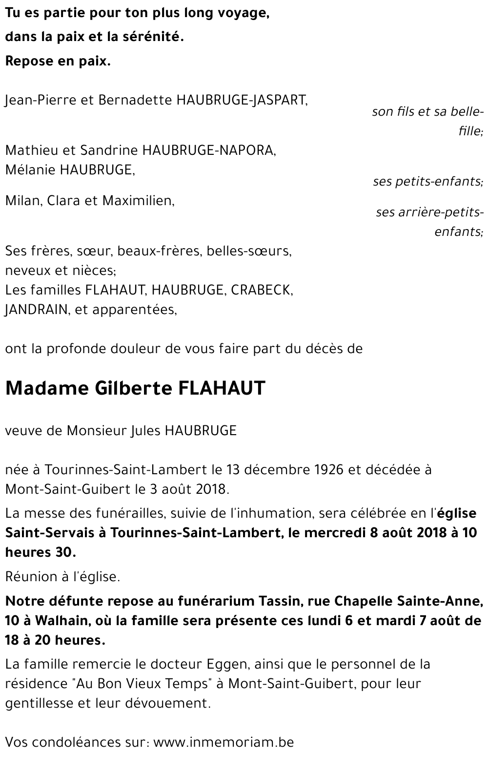 Gilberte FLAHAUT