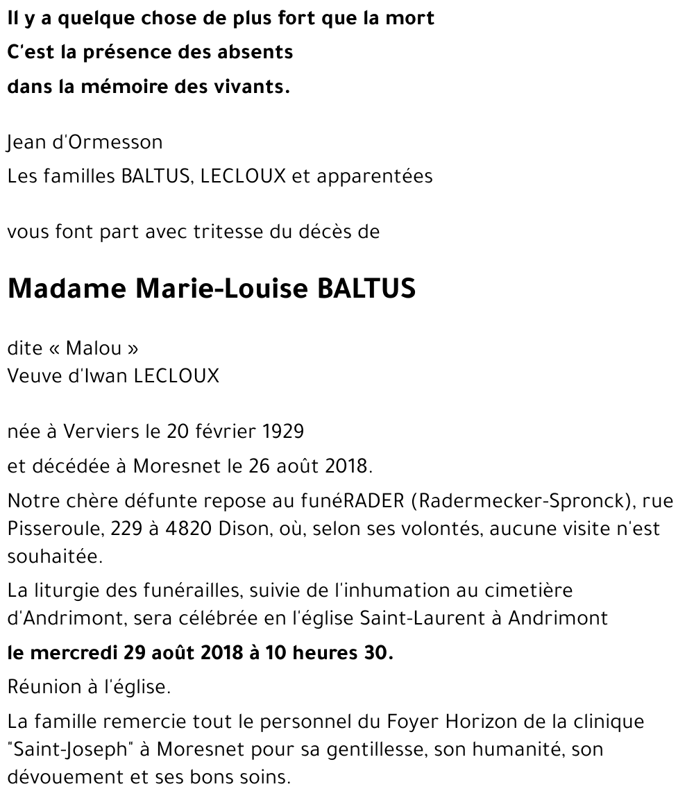 Marie-Louise BALTUS