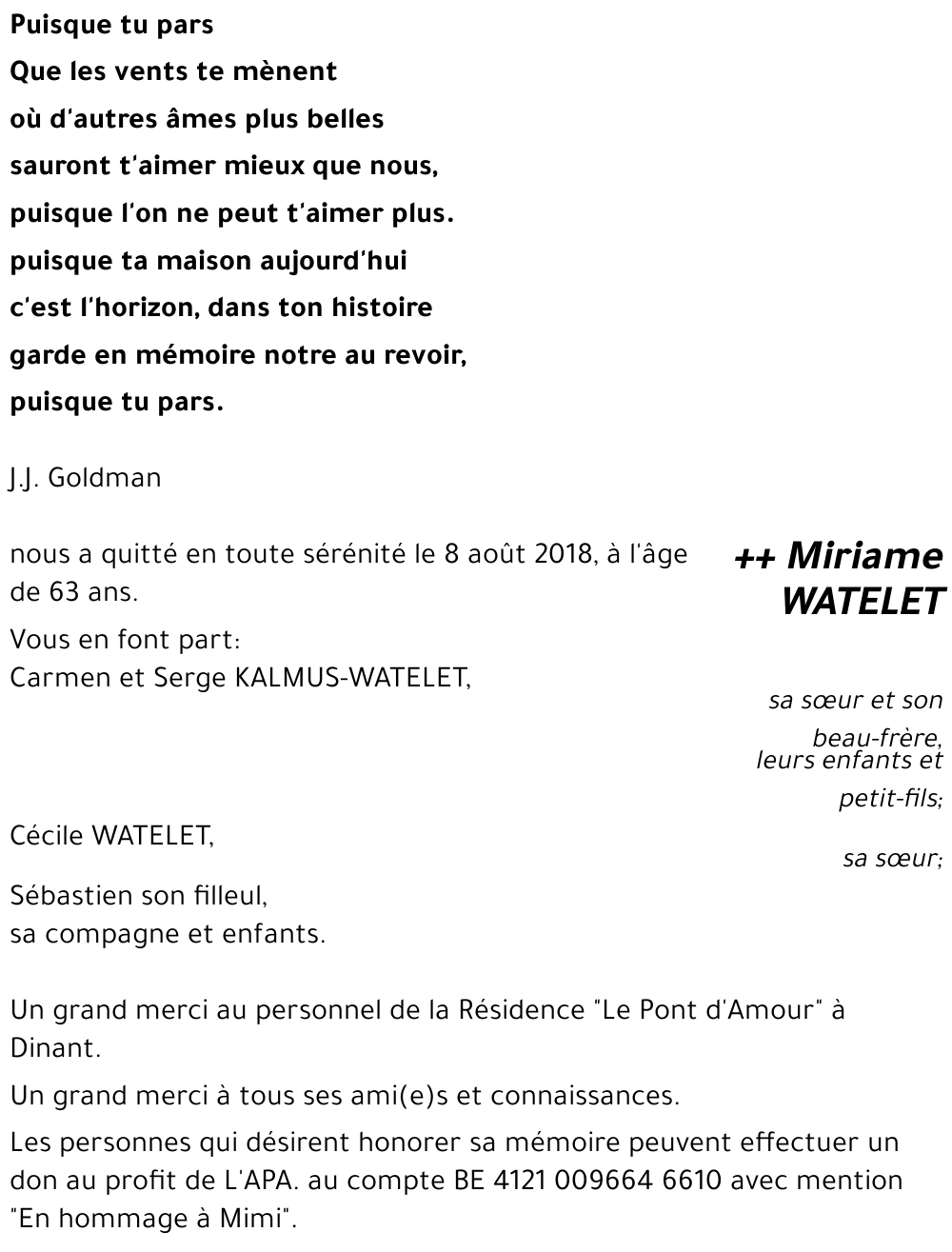 Miriame WATELET