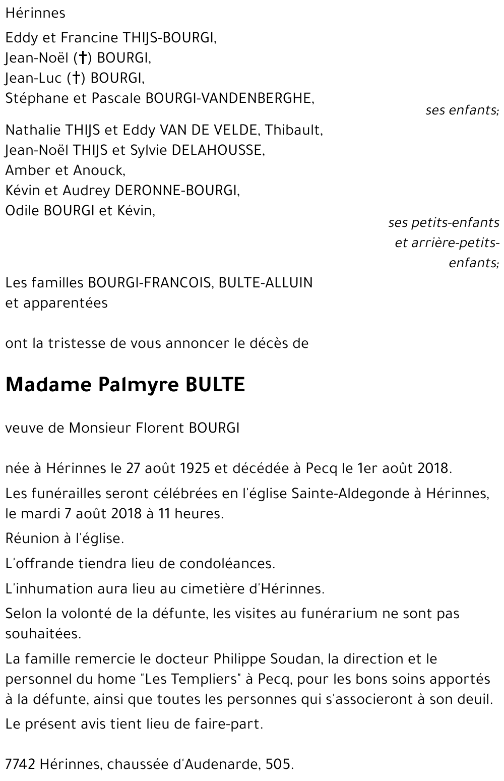 Palmyre BULTE