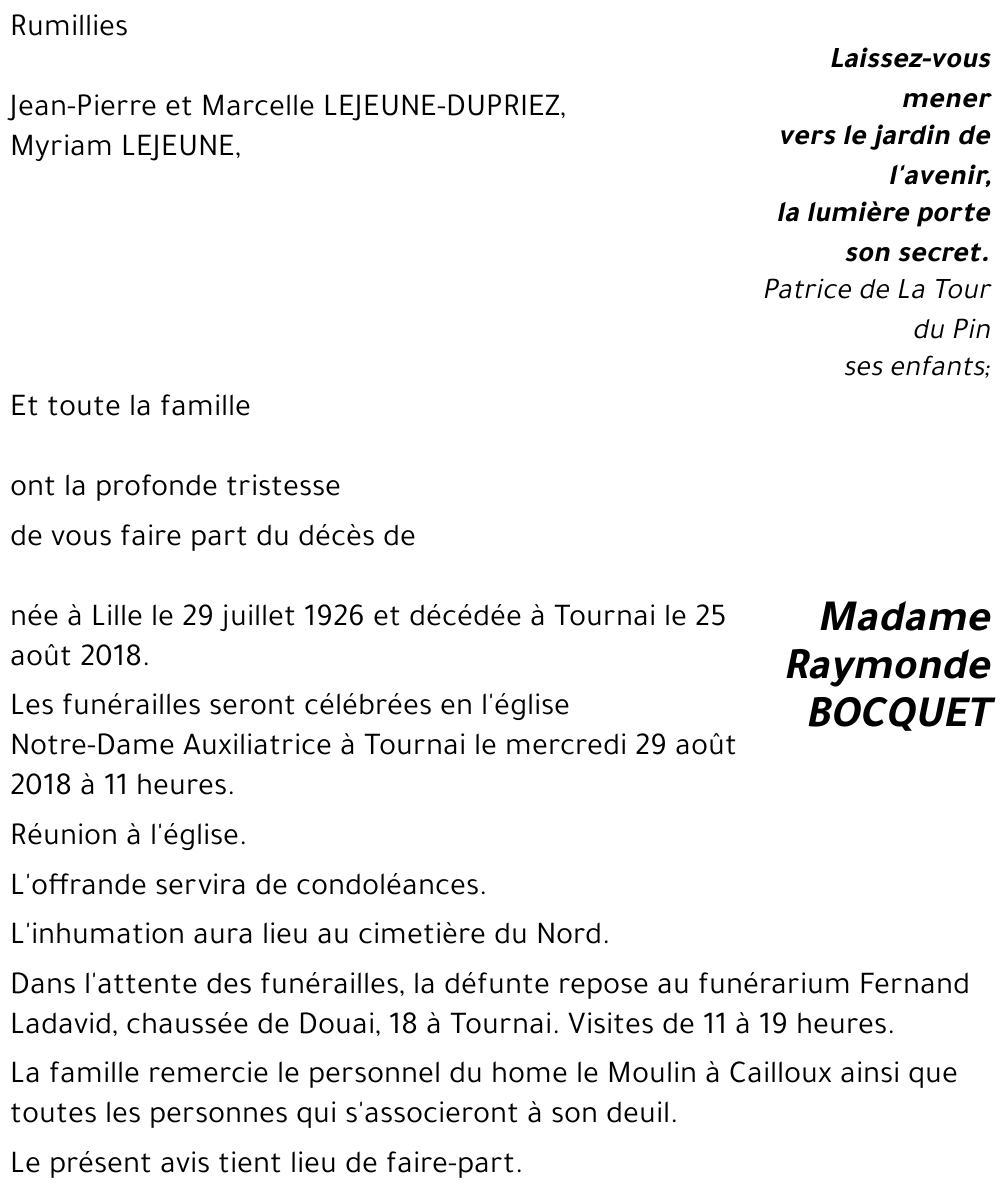 Raymonde BOCQUET