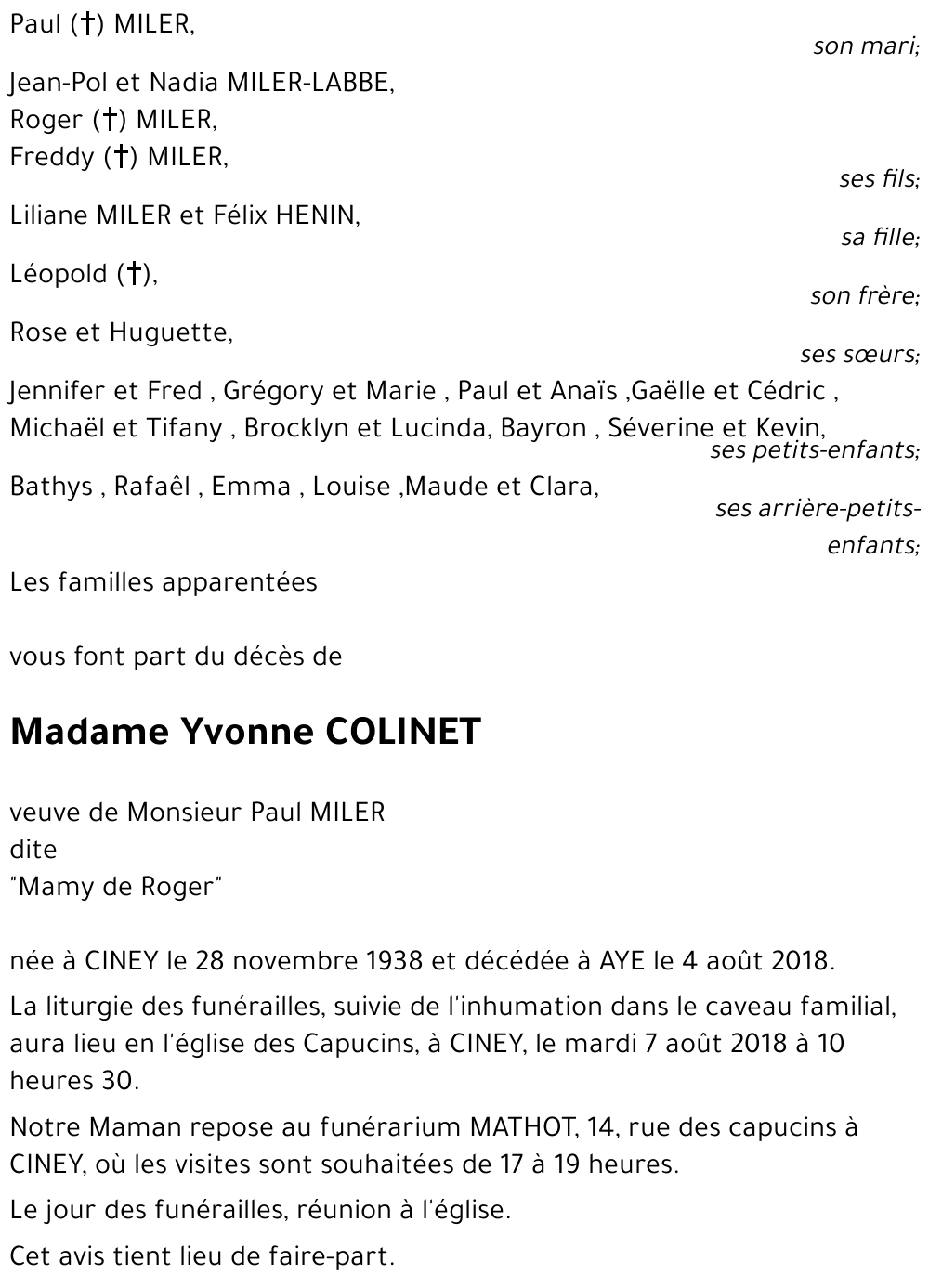 Yvonne COLINET