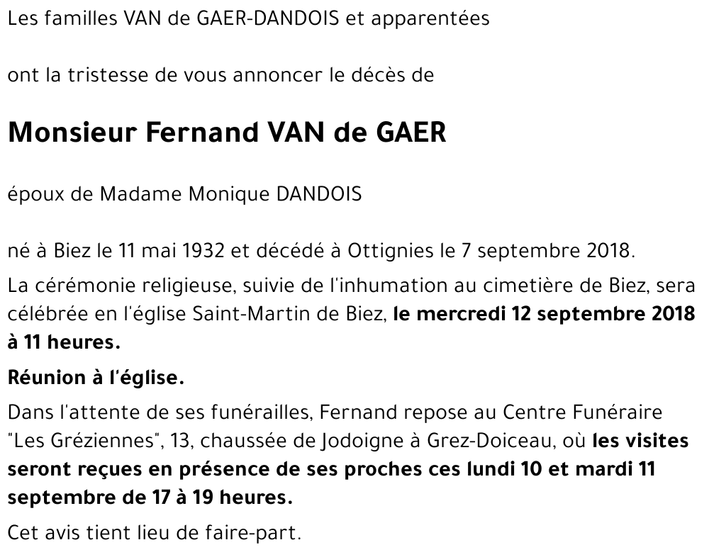 Fernand VAN de GAER