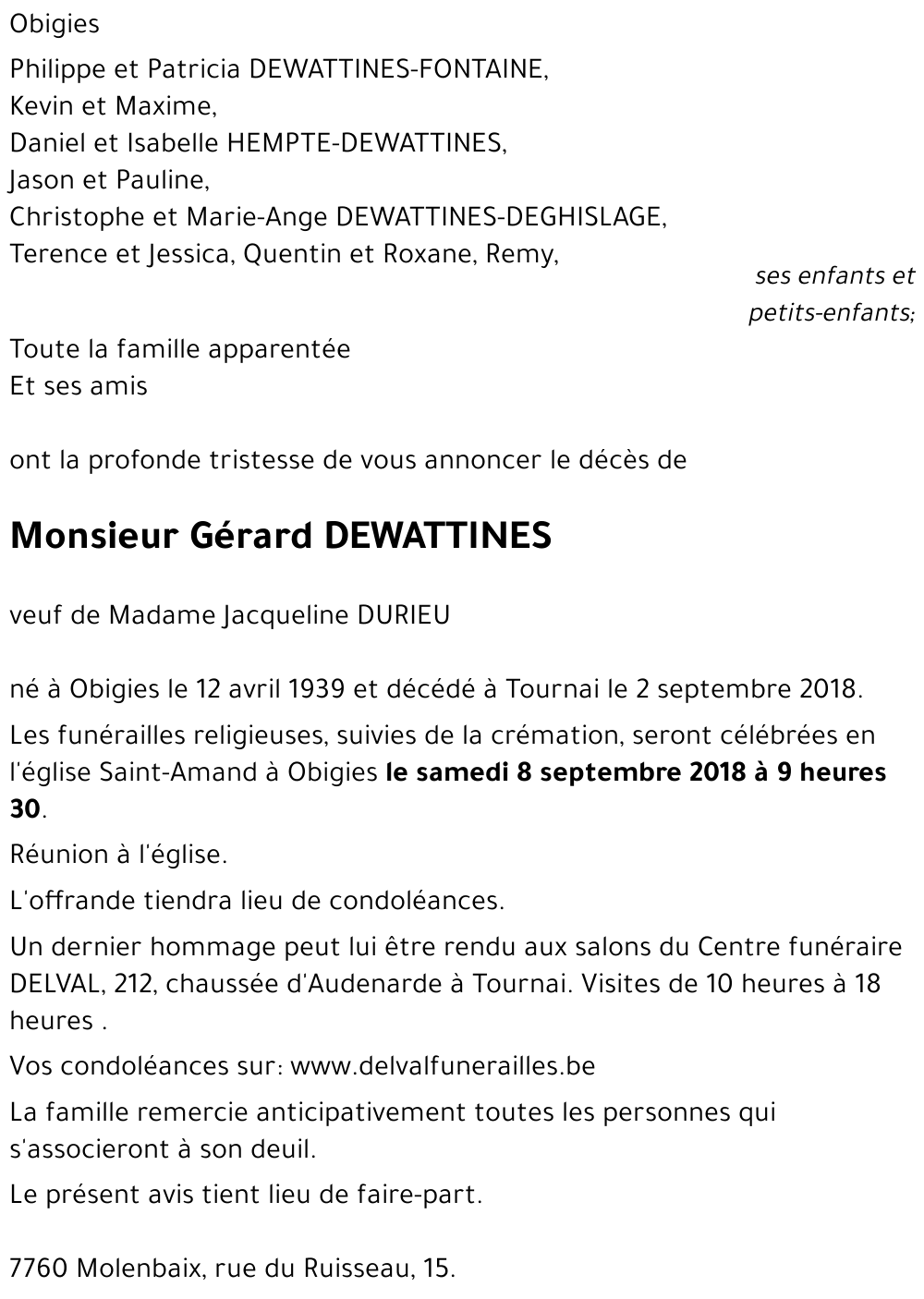 Gérard DEWATTINES