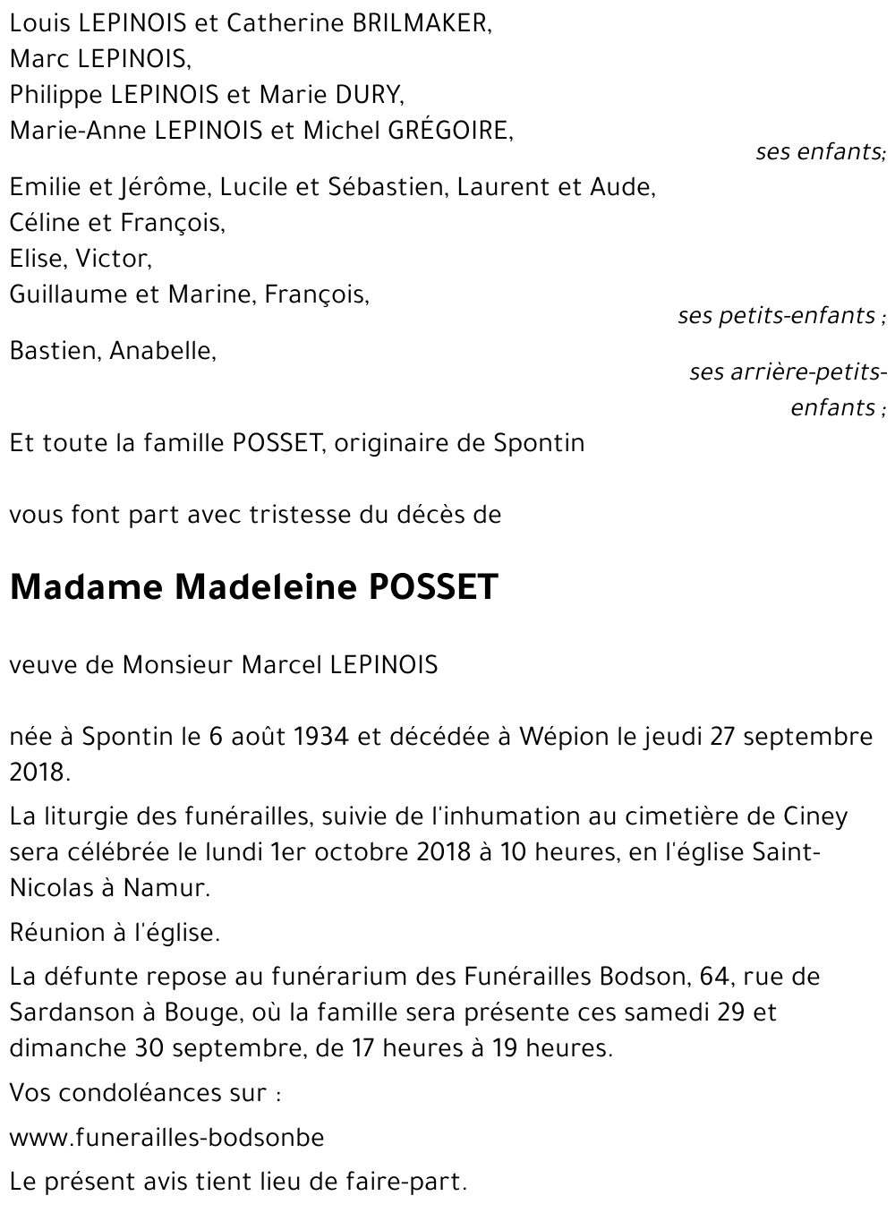 Madeleine POSSET