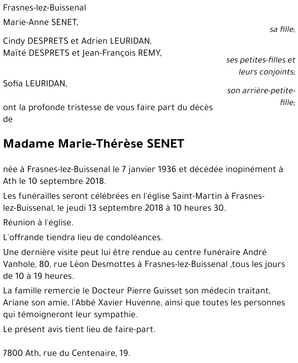 Marie-Thérèse SENET