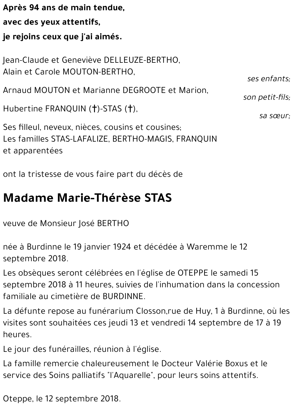 Marie-Thérèse STAS