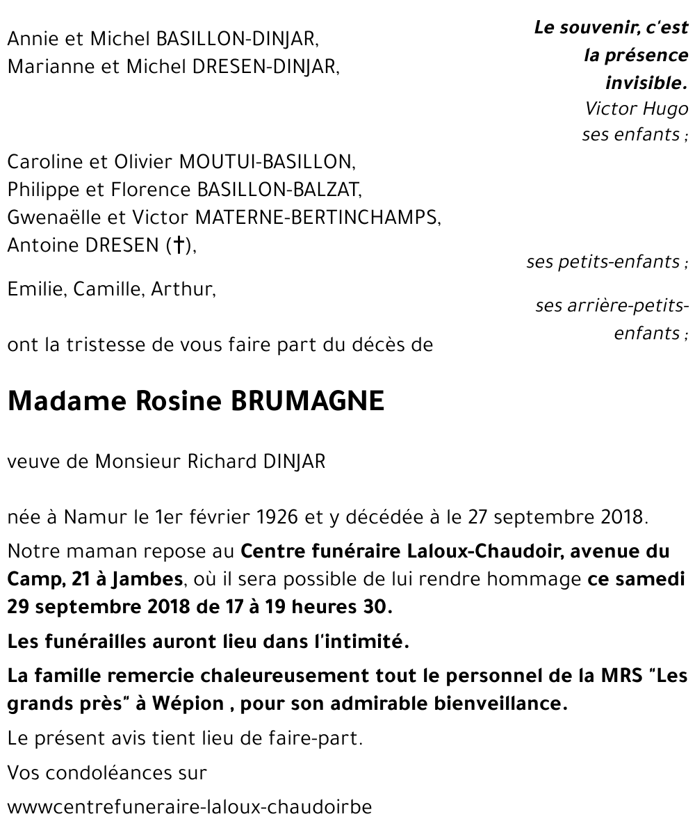 Rosine BRUMAGNE