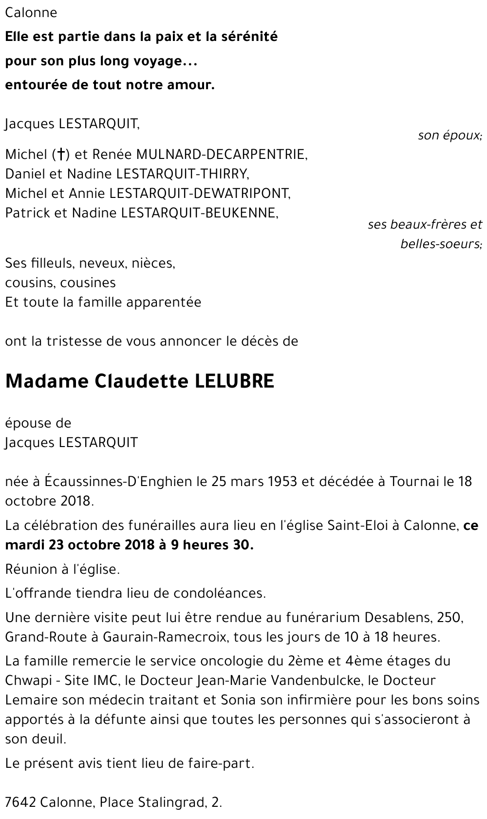 Claudette LELUBRE