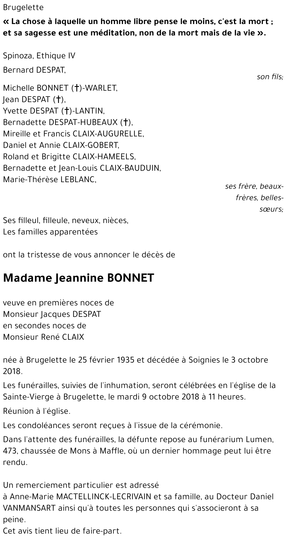 Jeannine BONNET