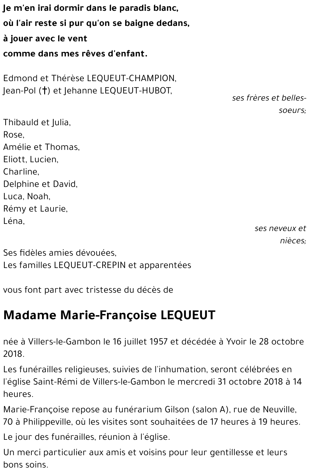 Marie-Françoise LEQUEUT