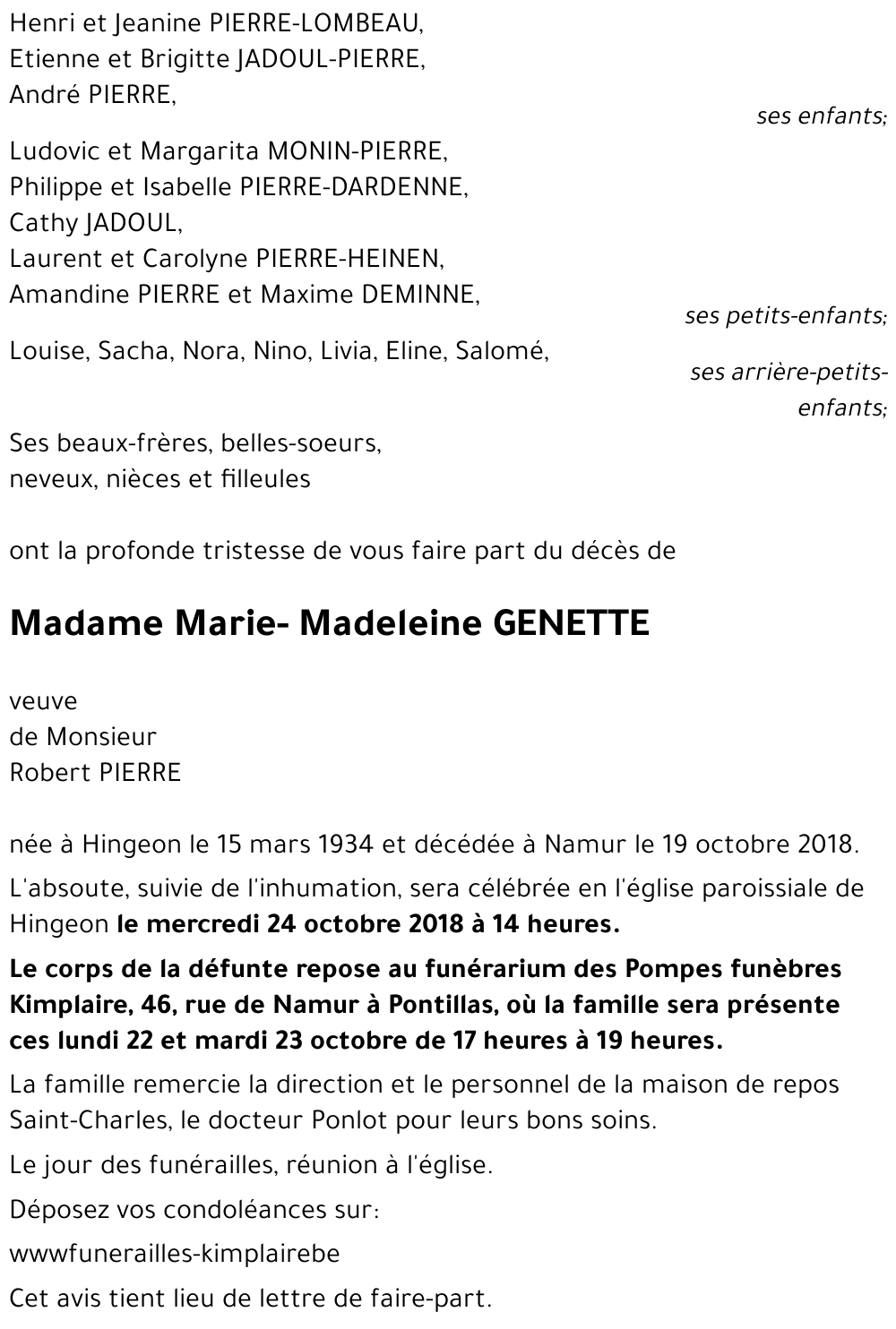 Marie-Madeleine GENETTE