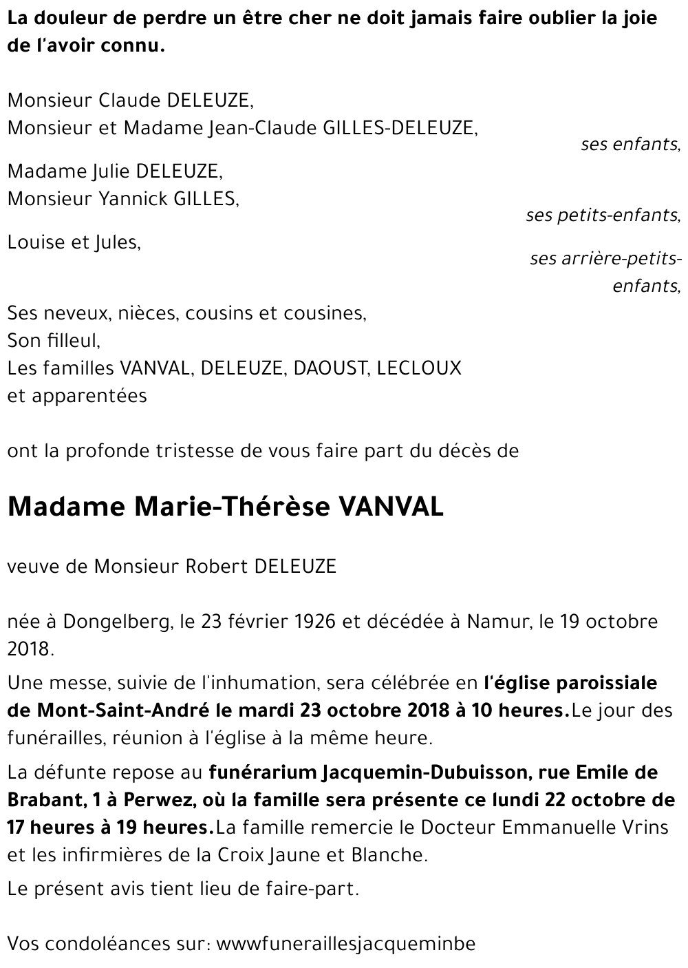 Marie-Thérèse VANVAL