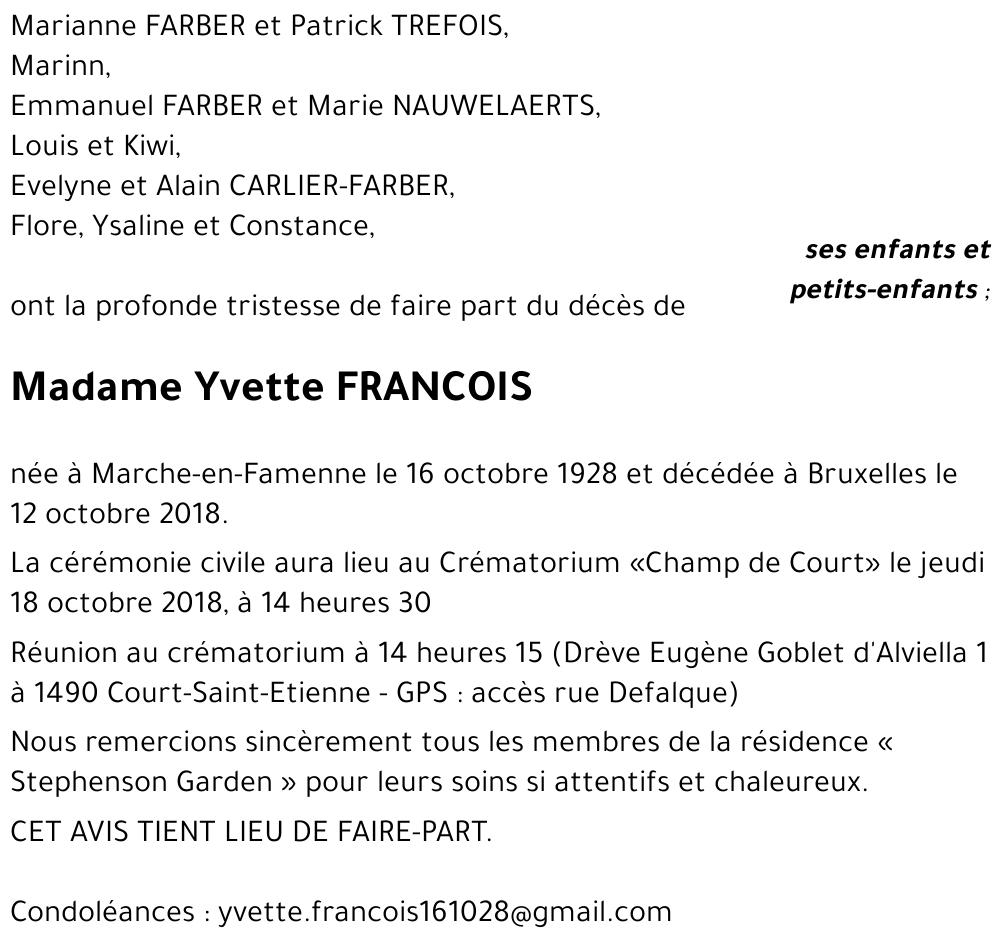 Yvette FRANCOIS