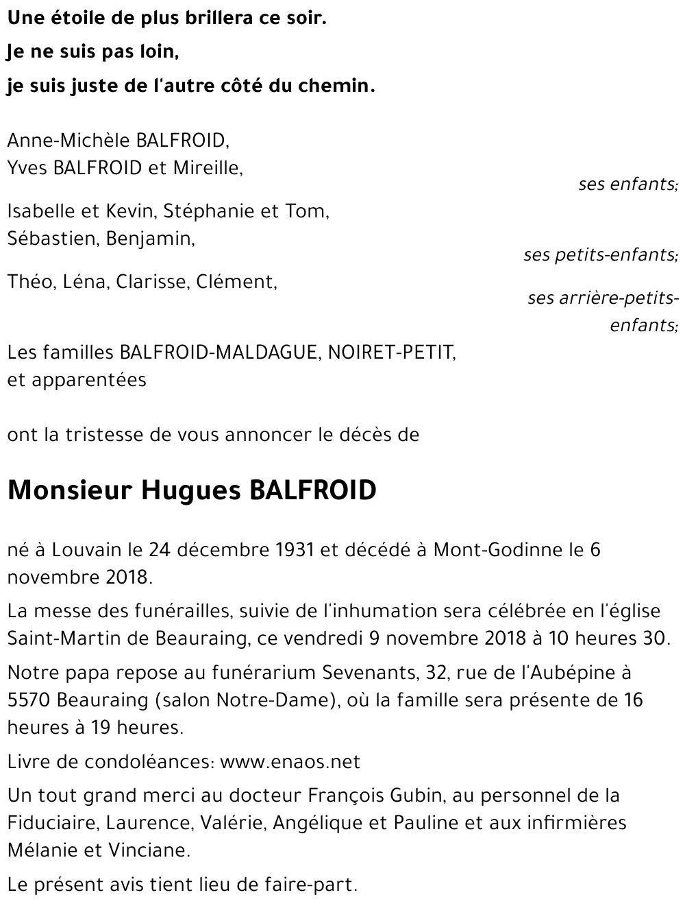 Hugues BALFROID