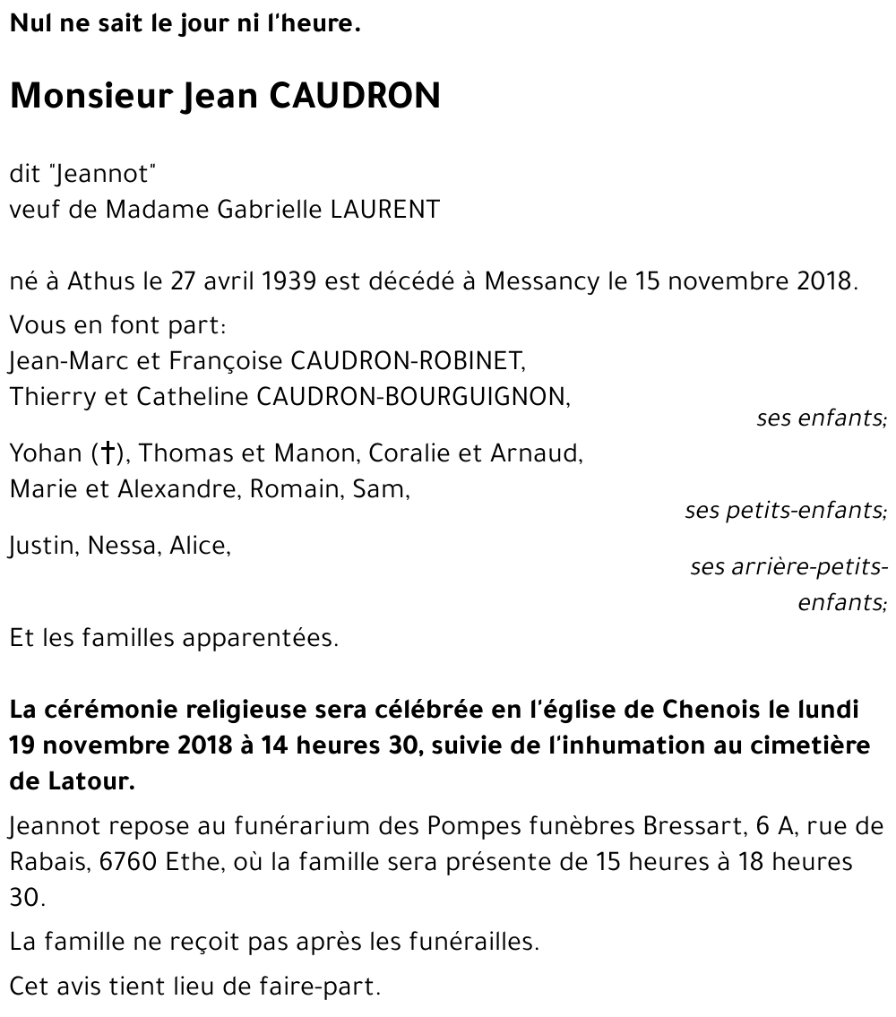 Jean CAUDRON « dit Jeannot » 