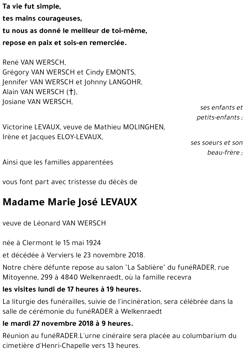 Marie José LEVAUX