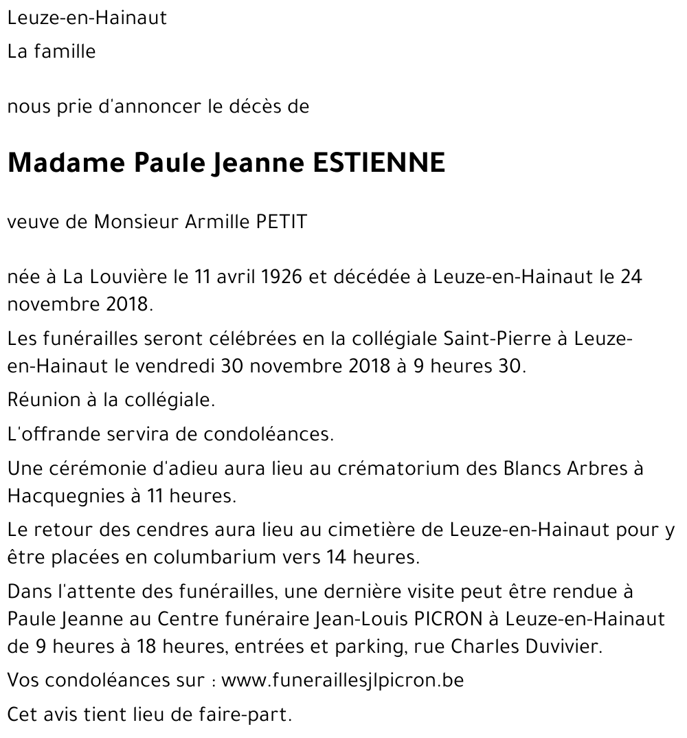 Paule Jeanne ESTIENNE