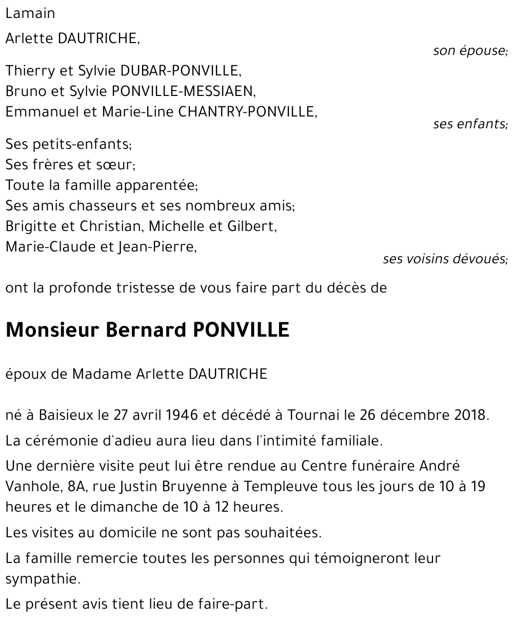 Bernard PONVILLE