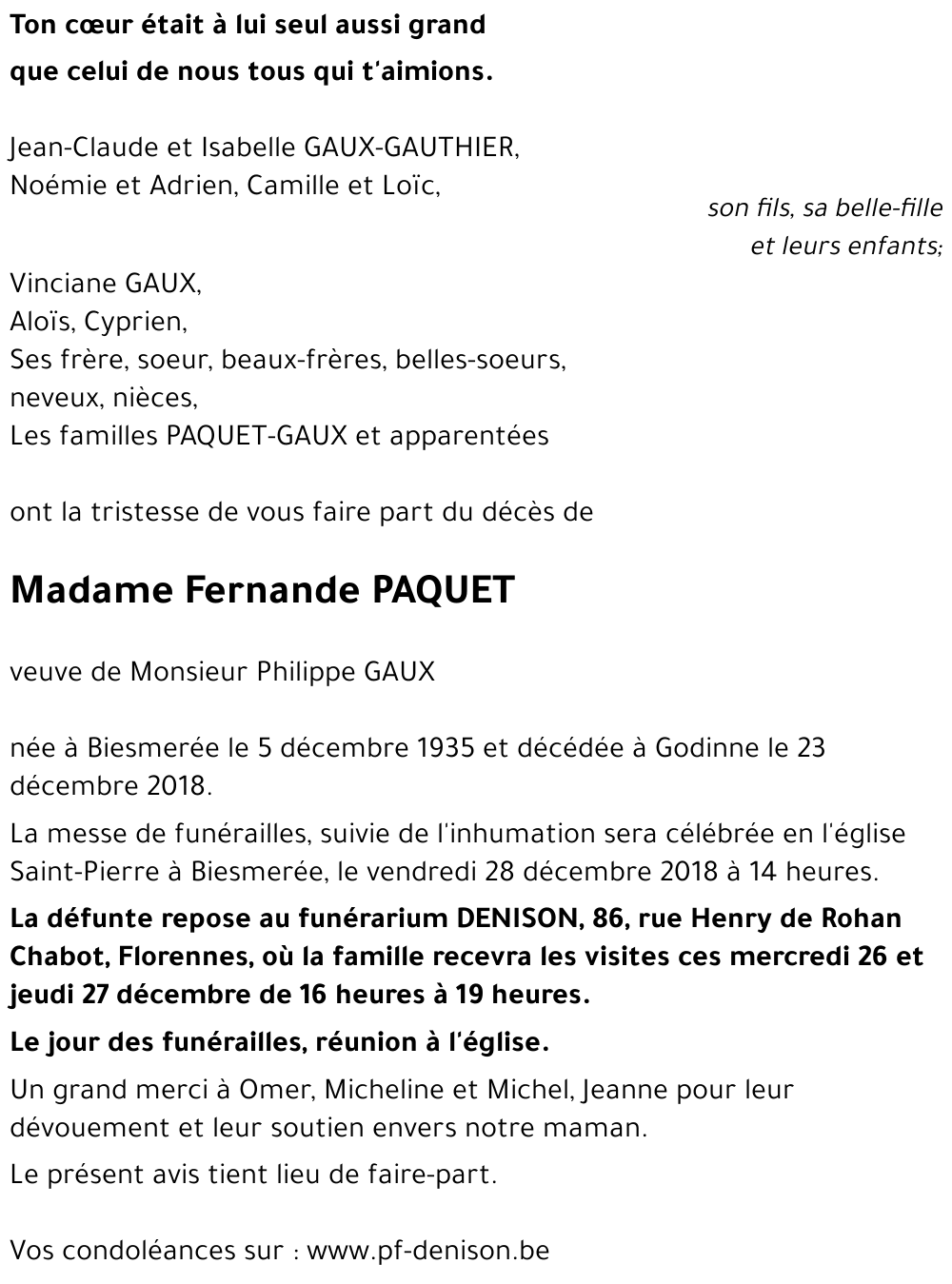 Fernande PAQUET