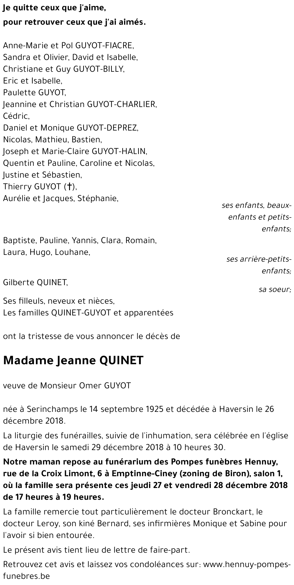 Jeanne QUINET