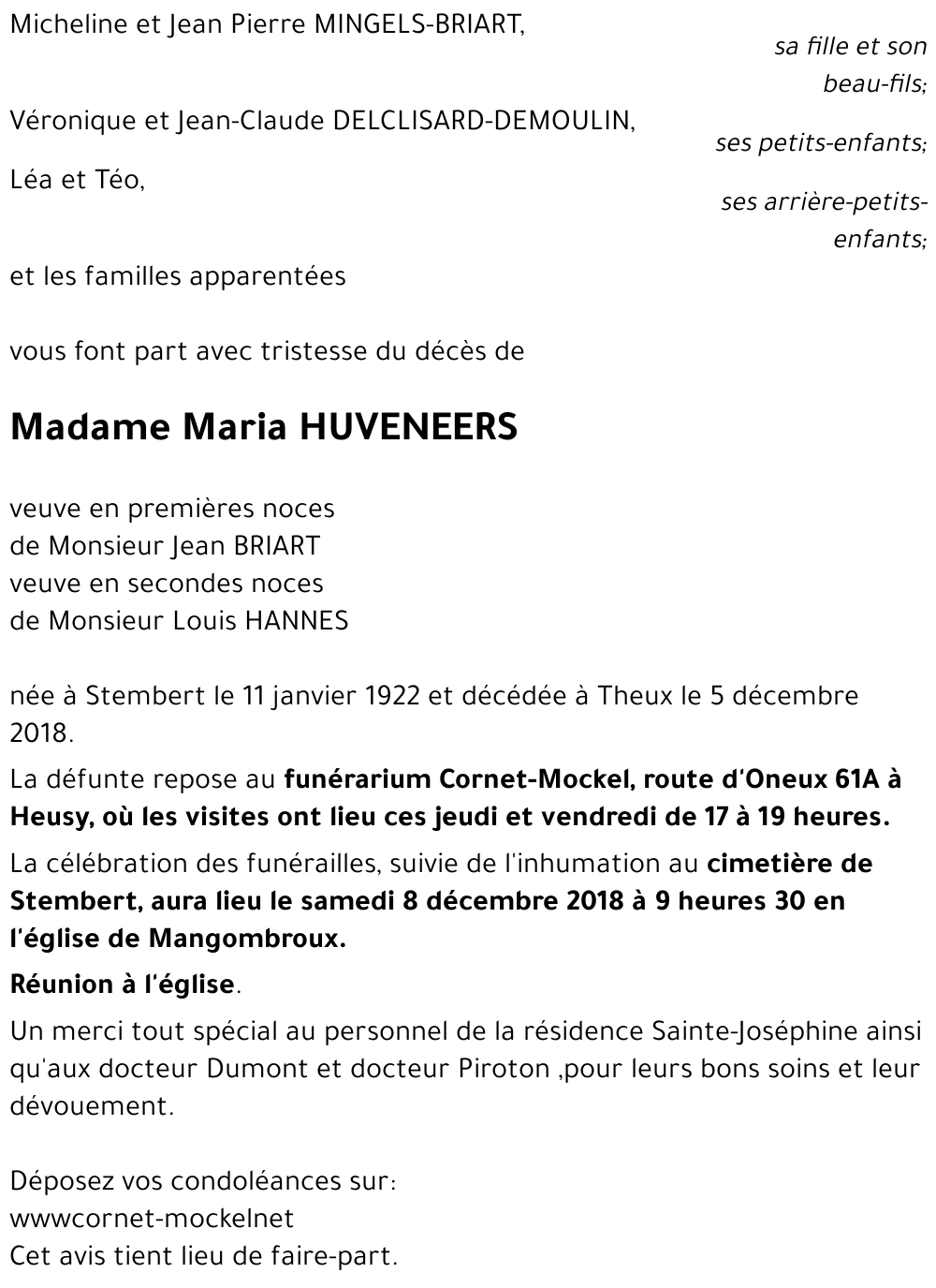 Maria HUVENEERS